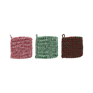 Melange Cotton Crocheted Pot Holder Kitchen Textiles Creative Co-Op