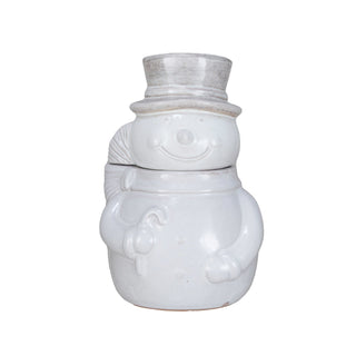 Stoneware Snowman Shaped Cookie Jar, Reactive Glaze (Each One Will Vary) Food Storage Creative Co-Op