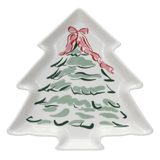 Stoneware Tree Shaped Plate w/ Christmas Tree Plate Creative Co-Op
