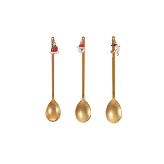 Stainless Steel Spoon w/ Holiday Charm, Gold Finish Serveware Creative Co-Op