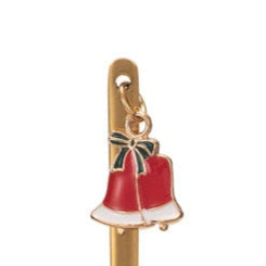Stainless Steel Spoon w/ Holiday Charm, Gold Finish Serveware Creative Co-Op Bells