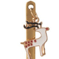 Stainless Steel Spoon w/ Holiday Charm, Gold Finish Serveware Creative Co-Op Reindeer