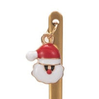 Stainless Steel Spoon w/ Holiday Charm, Gold Finish Serveware Creative Co-Op Santa