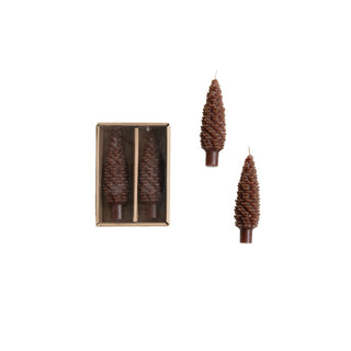 Unscented Pinecone Shaped Taper Candles in Box, Brown Candles Creative Co-Op