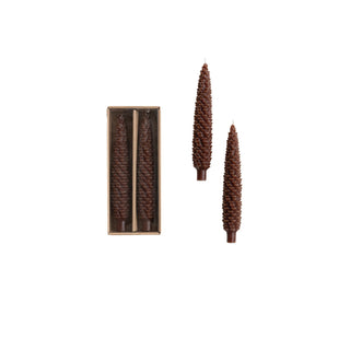 Unscented Pinecone Shaped Taper Candles in Box, Brown Candles Creative Co-Op