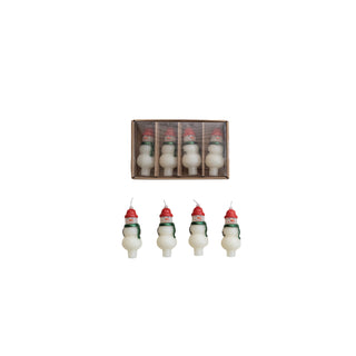 Unscented Snowman Shaped Bottle Taper Candles in Box Candles Creative Co-Op