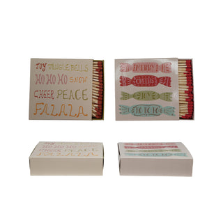 4-1/4"L Safety Matches in Matchbox with Holiday Design Matches Creative Co-Op