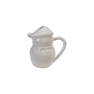 Stoneware Snowman Shaped Creamer, White 4 oz. Serveware Creative Co-Op