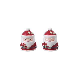 Hand-Painted Ceramic Santa Shaped Salt & Pepper Shakers Serveware Creative Co-Op