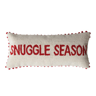 Tufted Lumbar Pillow with Pom Pom Trim "Snuggle Season” Pillow Creative Co-Op