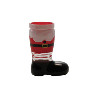 2 oz. Hand-Painted Santa Boot Shaped Shot Glass, Red, Black & White Barware Creative Co-Op