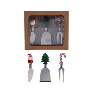 Cheese Knives with Hand-Blown Glass Holiday Icon Handle Serveware Creative Co-Op