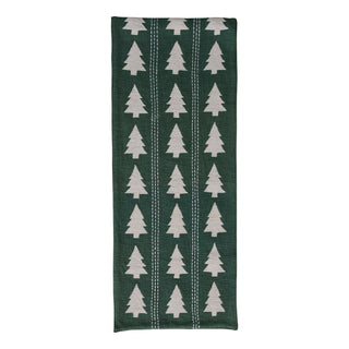 Table Runner with Trees Pattern, Embroidery & Stitching, Green & Natural Kitchen Textiles Creative Co-Op