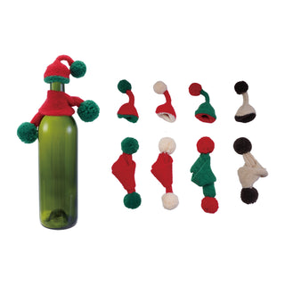 Knit Fabric Hat & Scarf Bottle Topper, Set of 2, 4 Colors Barware Creative Co-Op