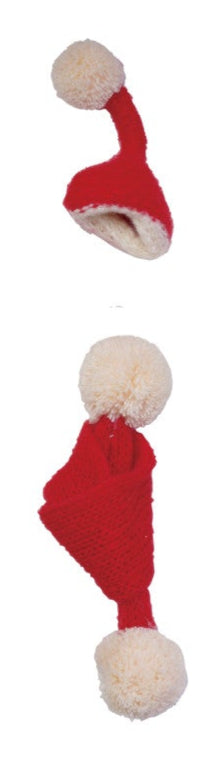 Knit Fabric Hat & Scarf Bottle Topper Barware Creative Co-Op White