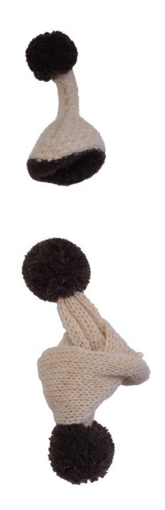 Knit Fabric Hat & Scarf Bottle Topper Barware Creative Co-Op Brown