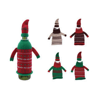 Knit Fabric Hat & Sweater Bottle Topper, Set of 2, 4 Styles Barware Creative Co-Op