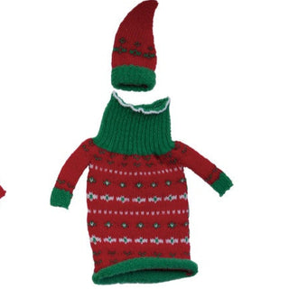 Knit Fabric Hat & Sweater Bottle Topper Barware Creative Co-Op Red