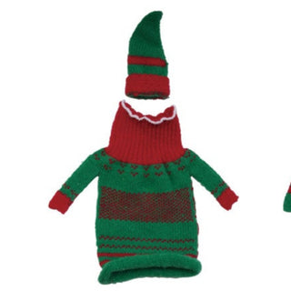 Knit Fabric Hat & Sweater Bottle Topper Barware Creative Co-Op Green