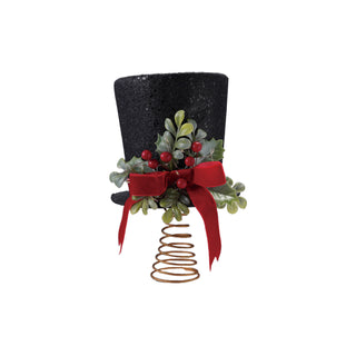 Foam Top Hat Tree Topper with 15 LED Lights, Bow & Mistletoe Ornaments Creative Co-Op