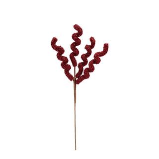 Foam & Tinsel Curly Stem, Red Faux & Dried Botanicals Creative Co-Op