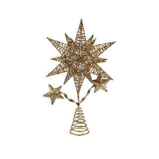 Metal Star Tree Topper, Gold Glitter Finish Ornaments Creative Co-Op