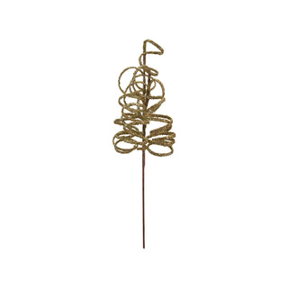 Plastic Swirl Stem, Gold Glitter Finish Faux & Dried Botanicals Creative Co-Op