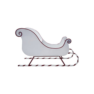 Metal Sled with Candy Cane Skis & Red Trim, White & Red Statues & Figurines Creative Co-Op