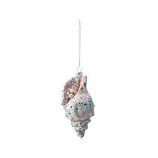 Glass Conch Shell Ornament with Glitter & Beads Ornaments Creative Co-Op