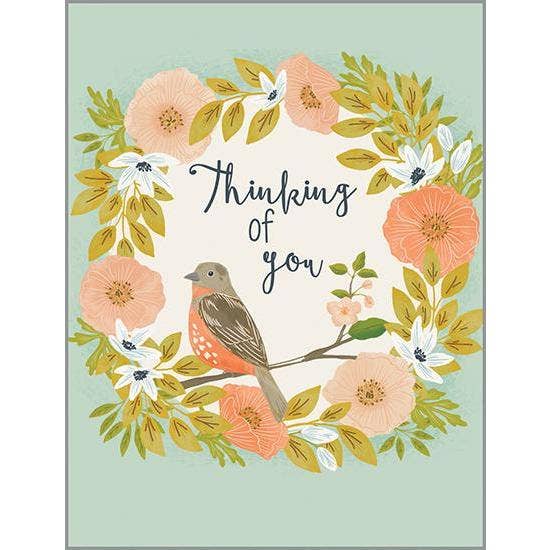 Thinking of You Card - Bird and Peach  GINA B DESIGNS   