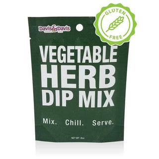 Vegetable Herb Dip Mix bag, green packaging with gluten-free label