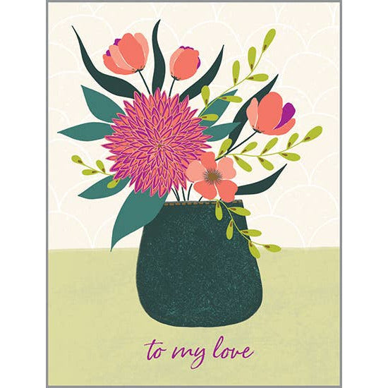 Anniversary Card - Vase of Lovely Flowers  GINA B DESIGNS   