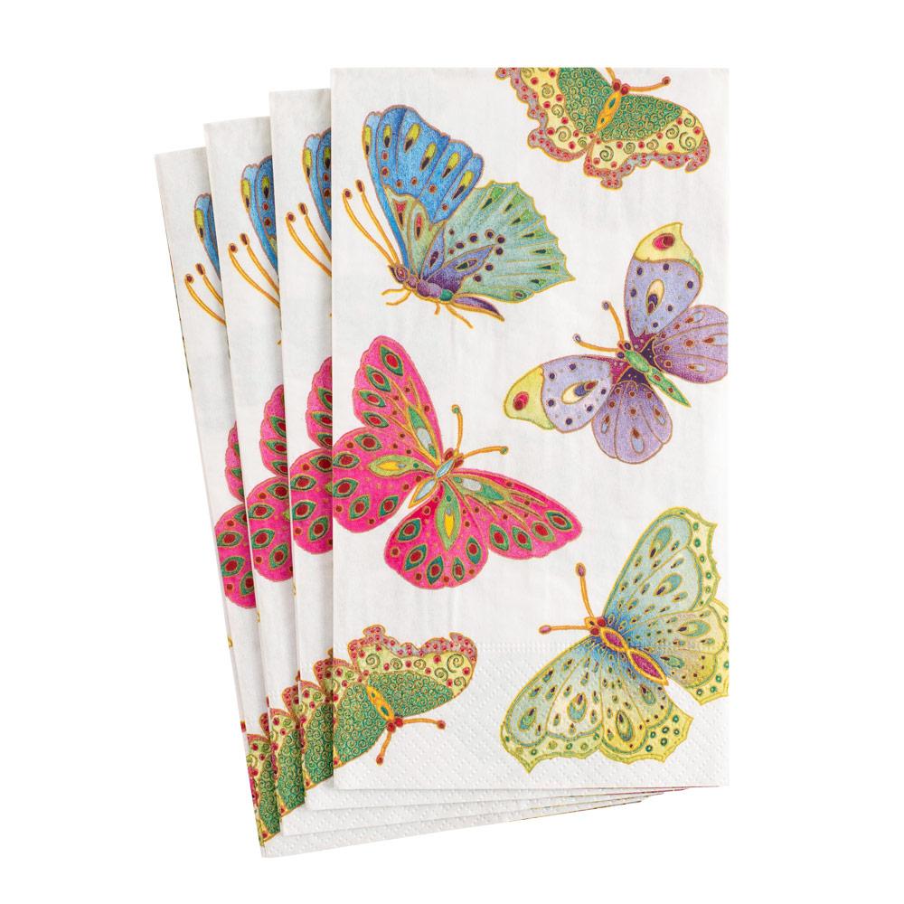 Guest Towel Napkin - Jeweled Butterflies-Pearl