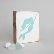 Mermaid Decorative Wooden Block  Rustic Marlin   