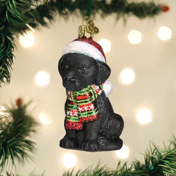 Holiday Black Labrador Puppy Ornament  Old World Christmas   