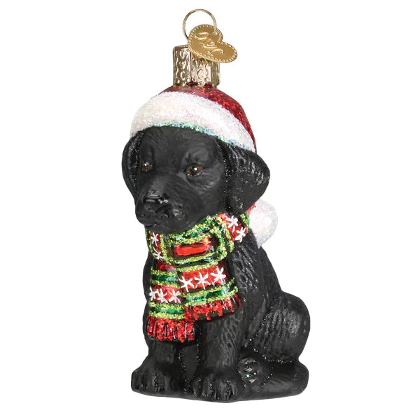 Holiday Black Labrador Puppy Ornament  Old World Christmas   