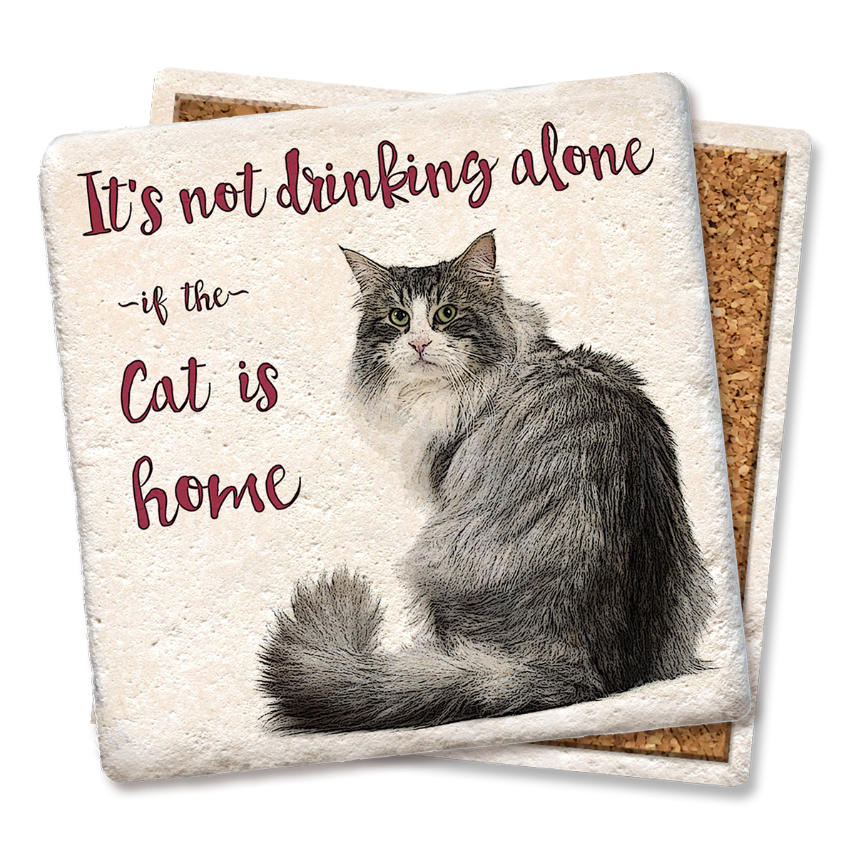 Drink Coaster It's Not Drinking Alone Cat  Tipsy Coasters & Gifts   