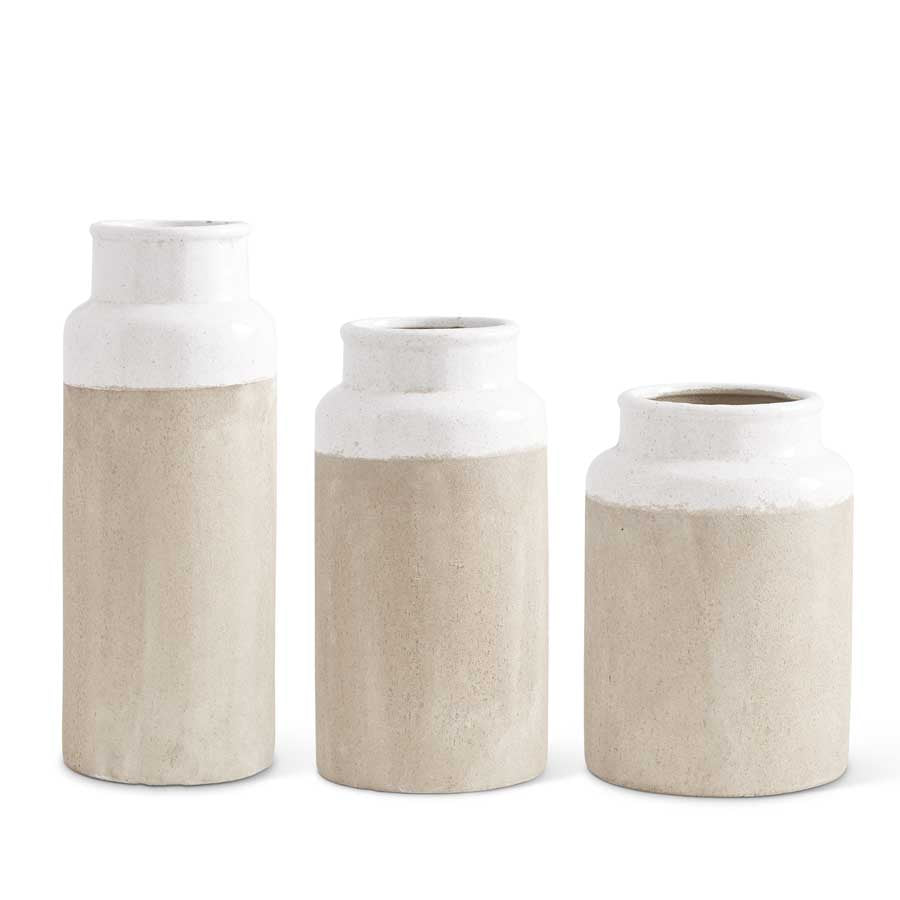 Tall Ceramic Vases with Cream Glazed Top  K&K   