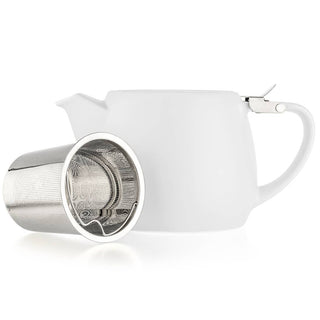 Pluto White Porcelain Teapot 18.2oz  TEALYRA   