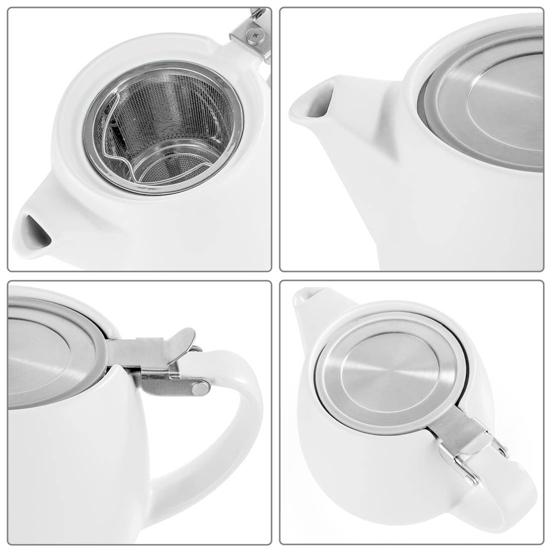 Pluto White Porcelain Teapot 18.2oz  TEALYRA   