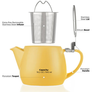 Pluto Yellow Porcelain Teapot 18.2oz  TEALYRA   