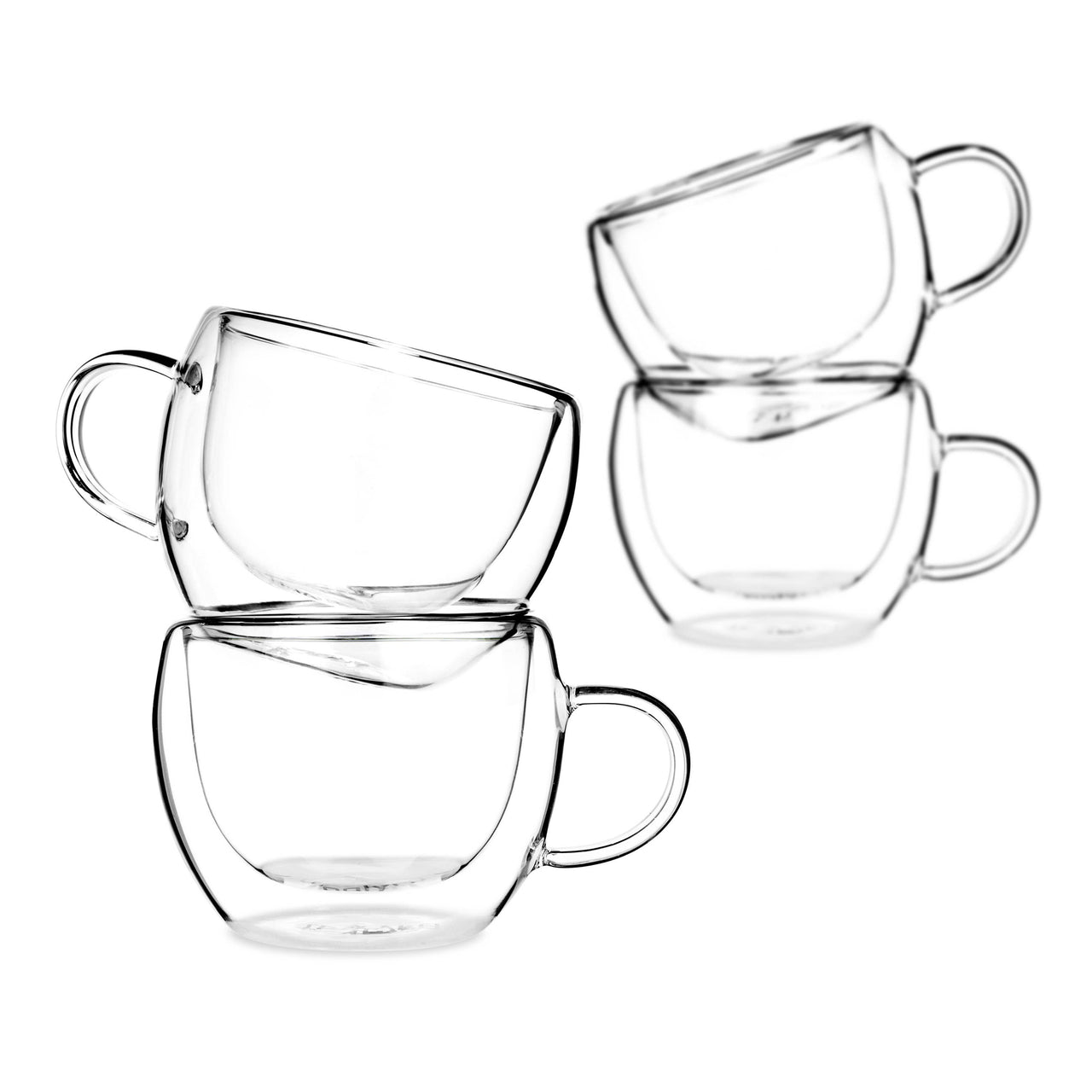 Set 4, 8oz Double Wall Glasses Cups Tea Coffee Cappuccino  TEALYRA   
