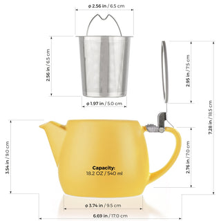 Pluto Yellow Porcelain Teapot 18.2oz  TEALYRA   