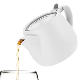 Pluto White Porcelain Teapot 18.2oz  TEALYRA   