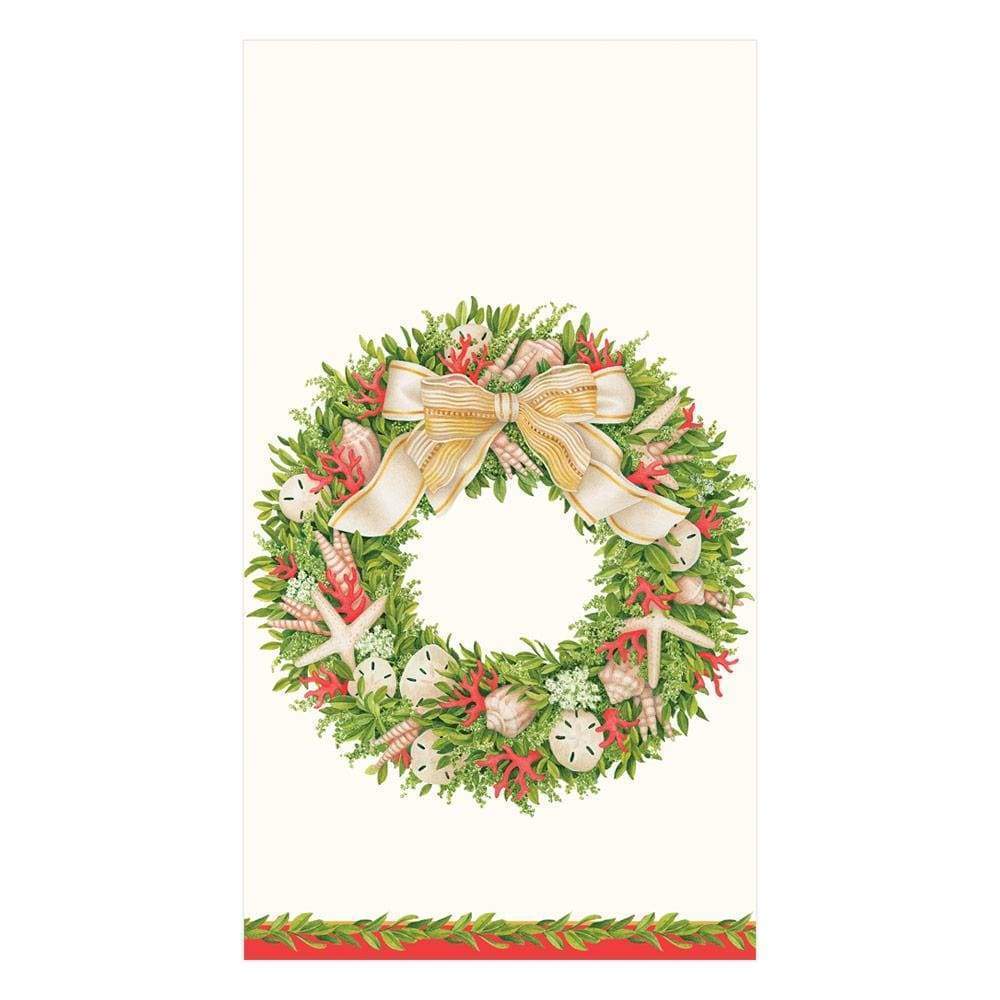 Guest Towel Napkin - Shell Wreath Ivory  Caspari   