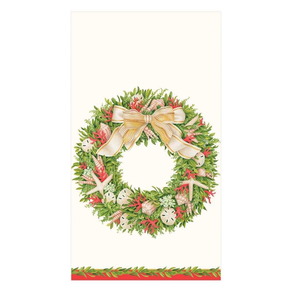 Guest Towel Napkin - Shell Wreath Ivory  Caspari   