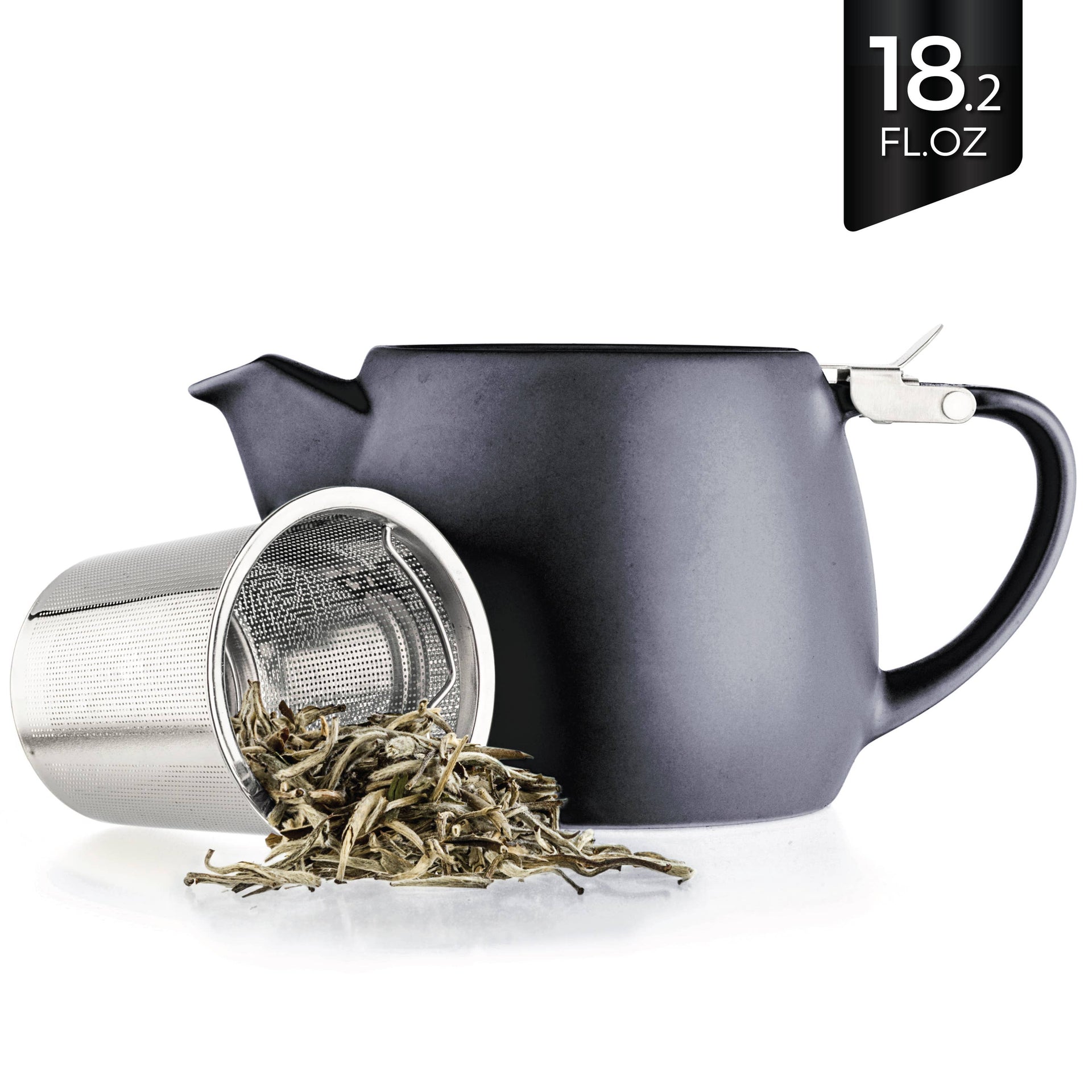 Pluto Black Porcelain Teapot Infuser 18.2 oz.  TEALYRA   