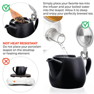 Pluto Black Porcelain Teapot Infuser 18.2 oz.  TEALYRA   