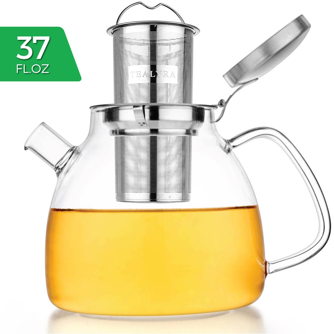 Lyra Glass Teapot Kettle 37 oz Stove Top Safe  TEALYRA   
