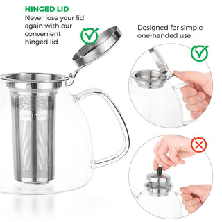 Lyra Glass Teapot Kettle 37 oz Stove Top Safe  TEALYRA   